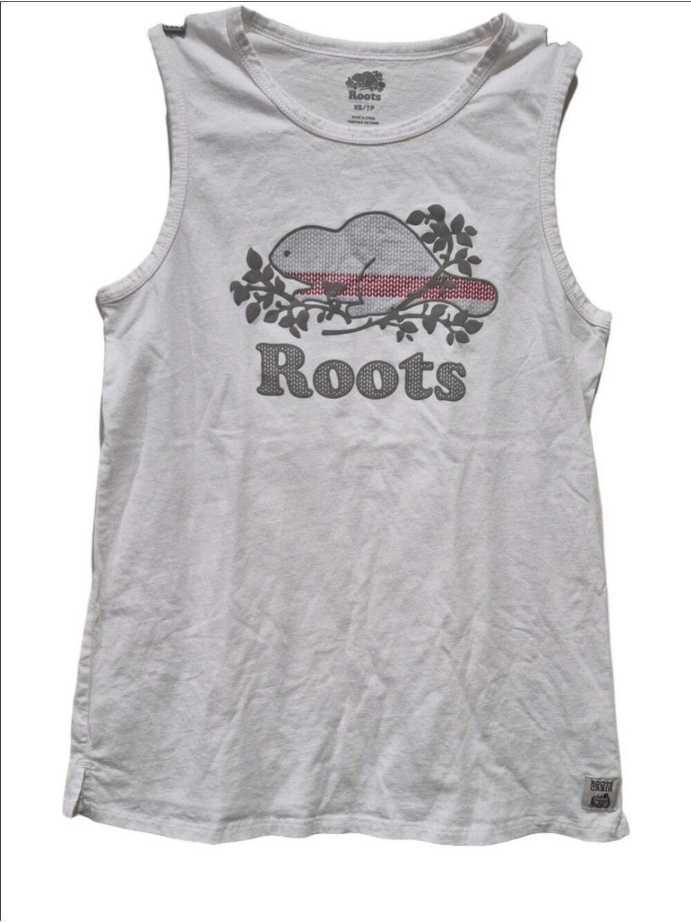 Roots Canada Heritage Cooper Beaver Graphic Tank Top  White